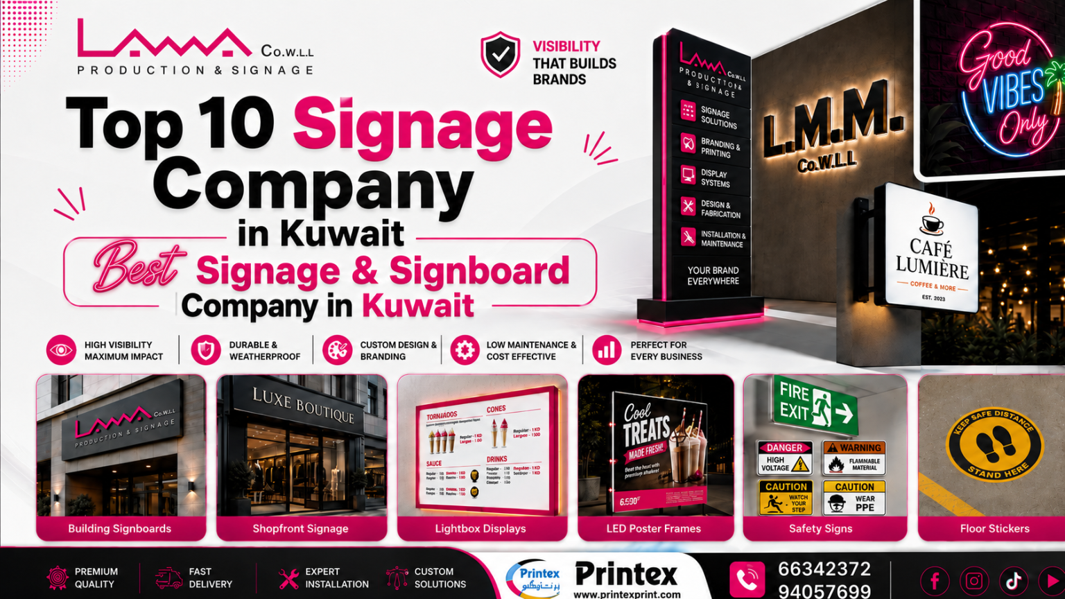 Top signage company in Kuwait providing custom signboards solutions
