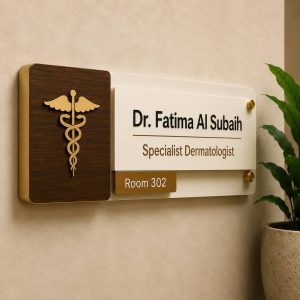 doctor name plate design Kuwait – clinic signage